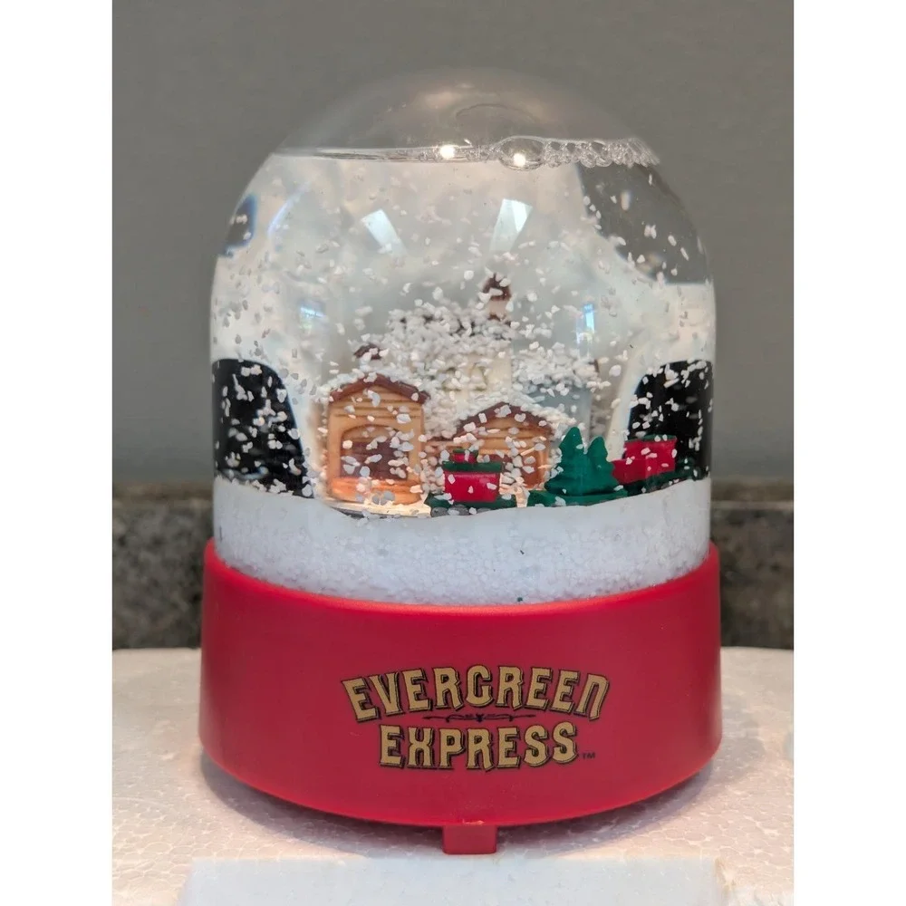 Evergreen Express Musical Christmas Train Snow Globe Dome Roman Vintage VIDEO